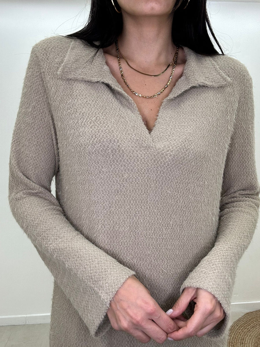 Abito Lungo In Maglia Con Scollo A V