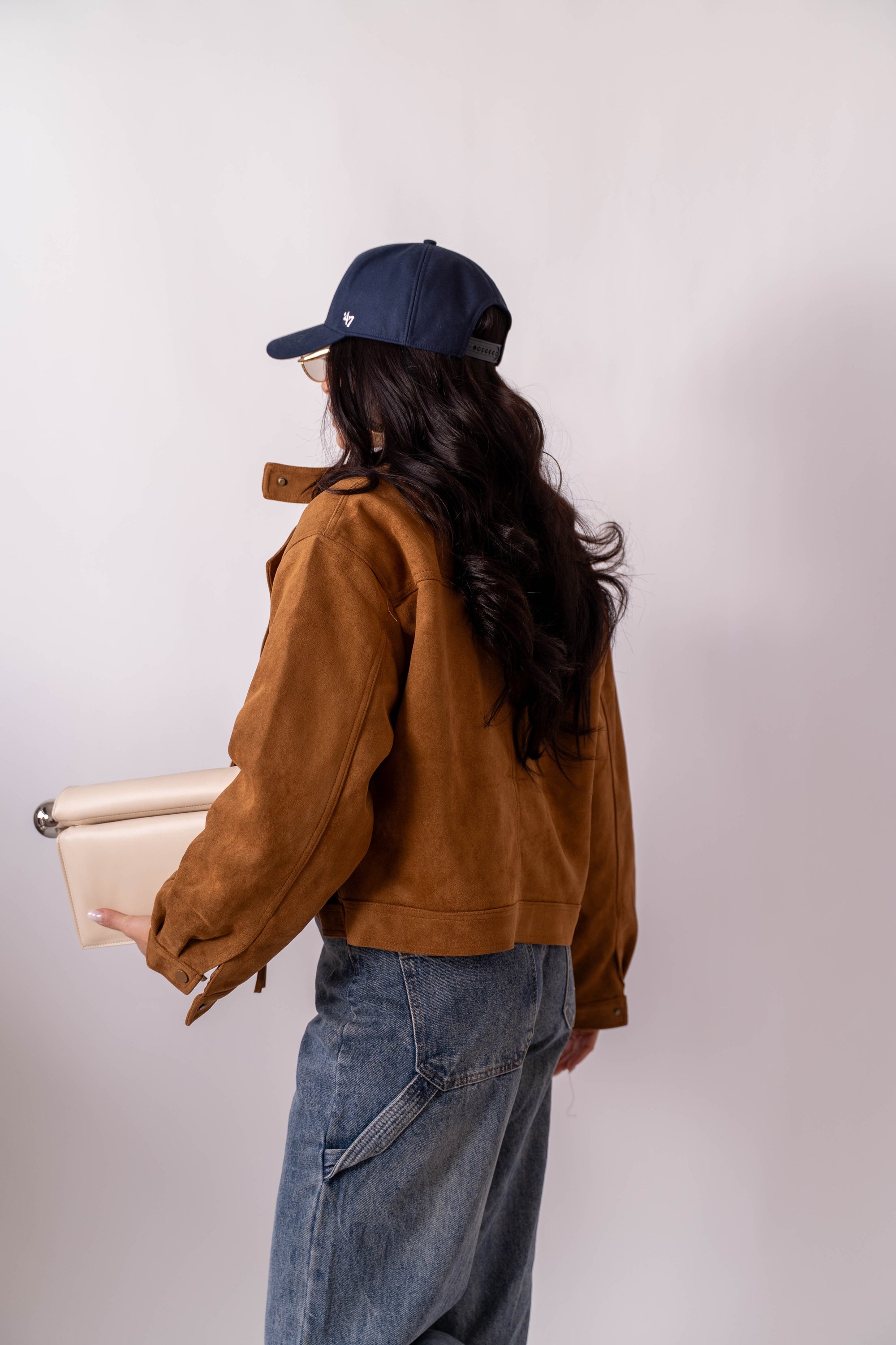 Giubbotto In Ecocamoscio Camel