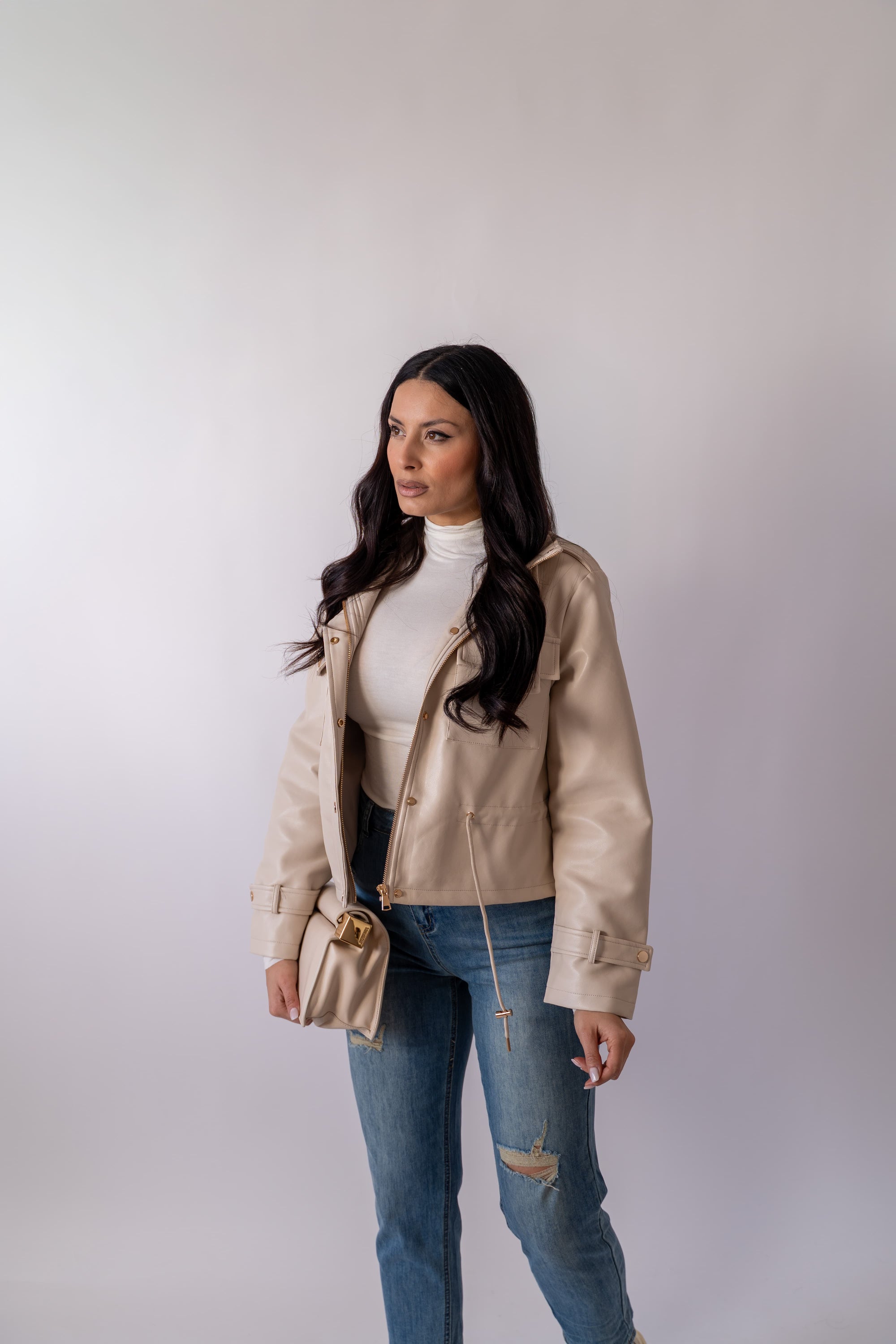 Chiodo In Ecopelle Light Beige