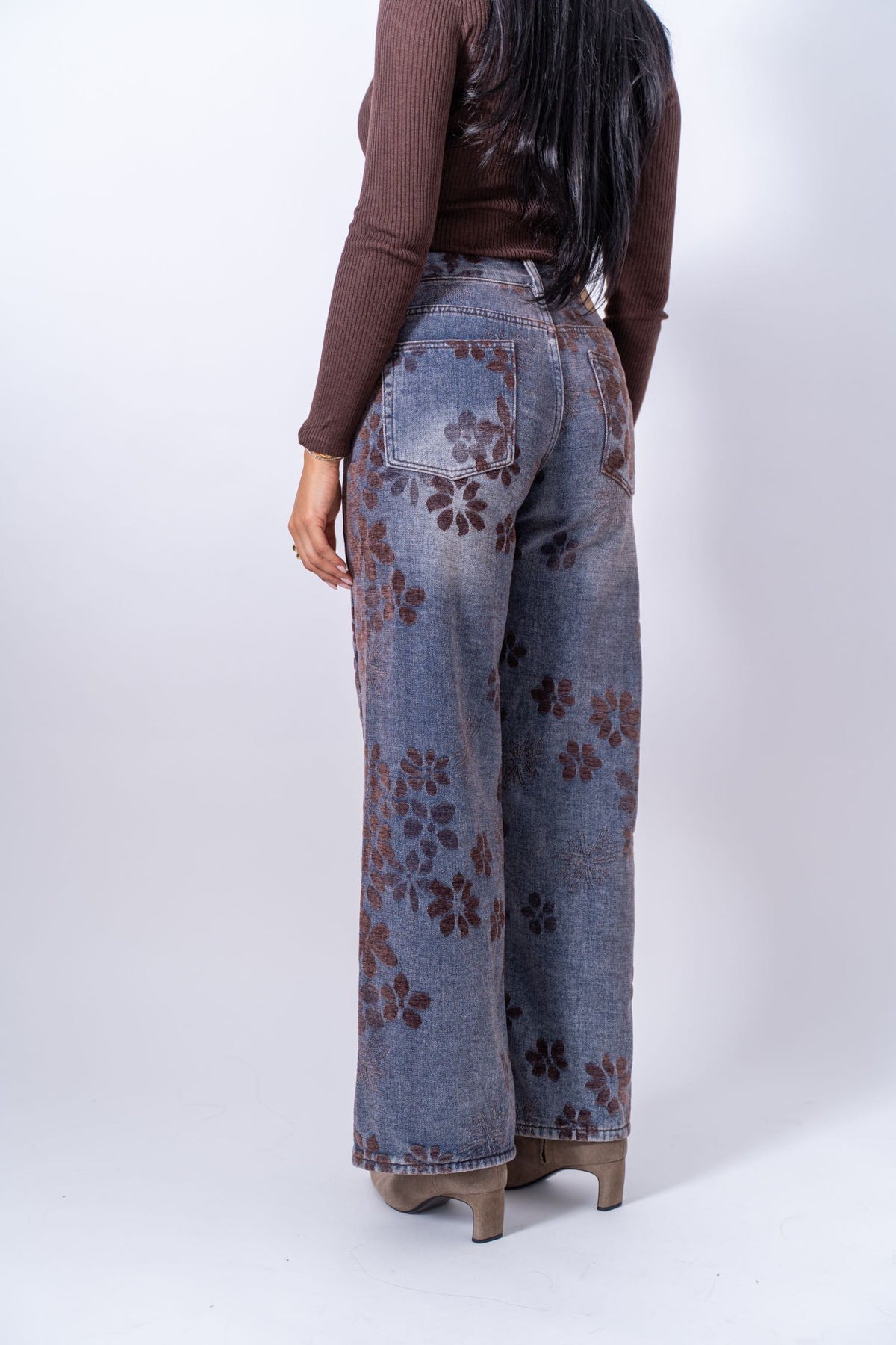 Jeans Wide Big Flowers