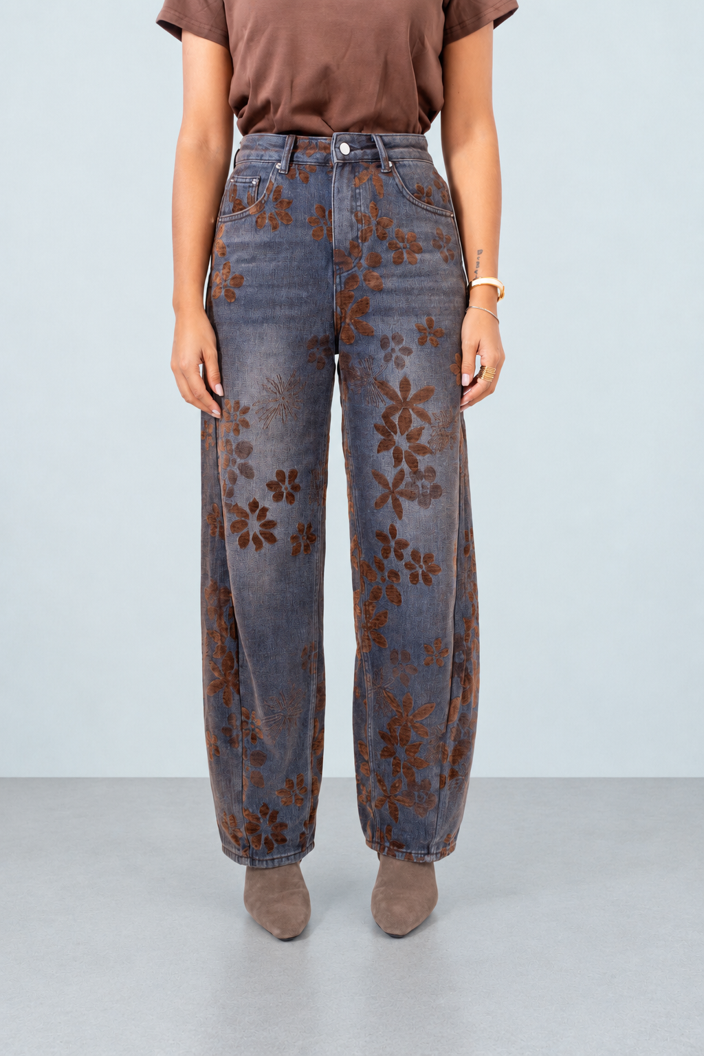 Jeans Wide Leg Floral