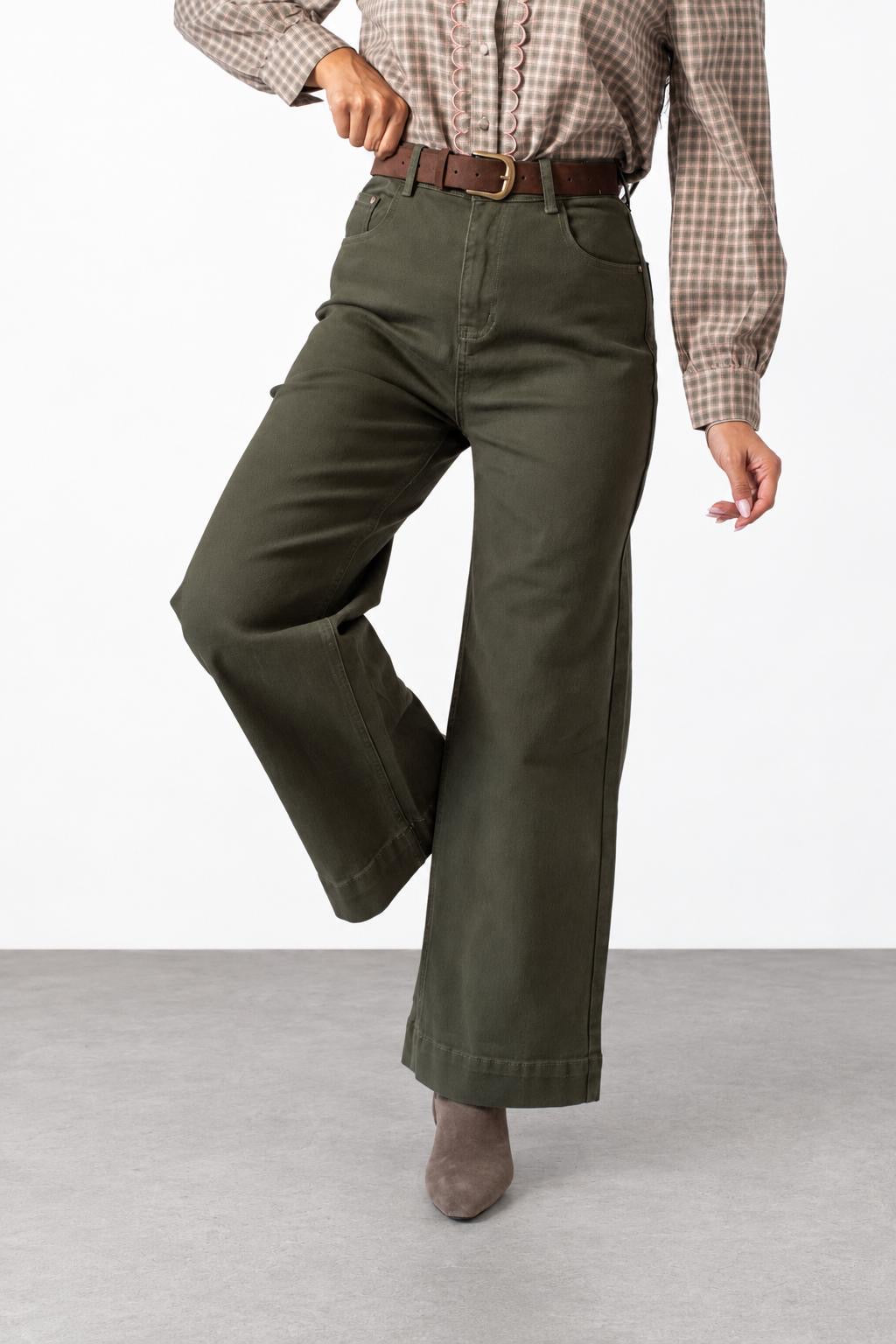 Jeans Gamba Larga Con Cintura