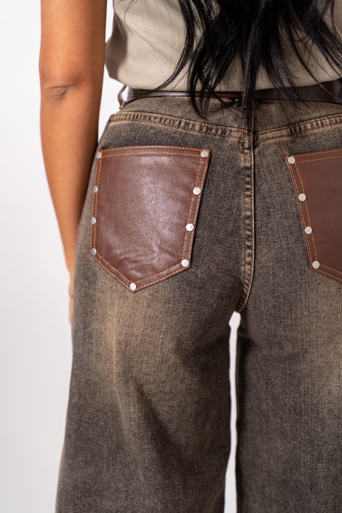 Jeans Wide Pocket Brown