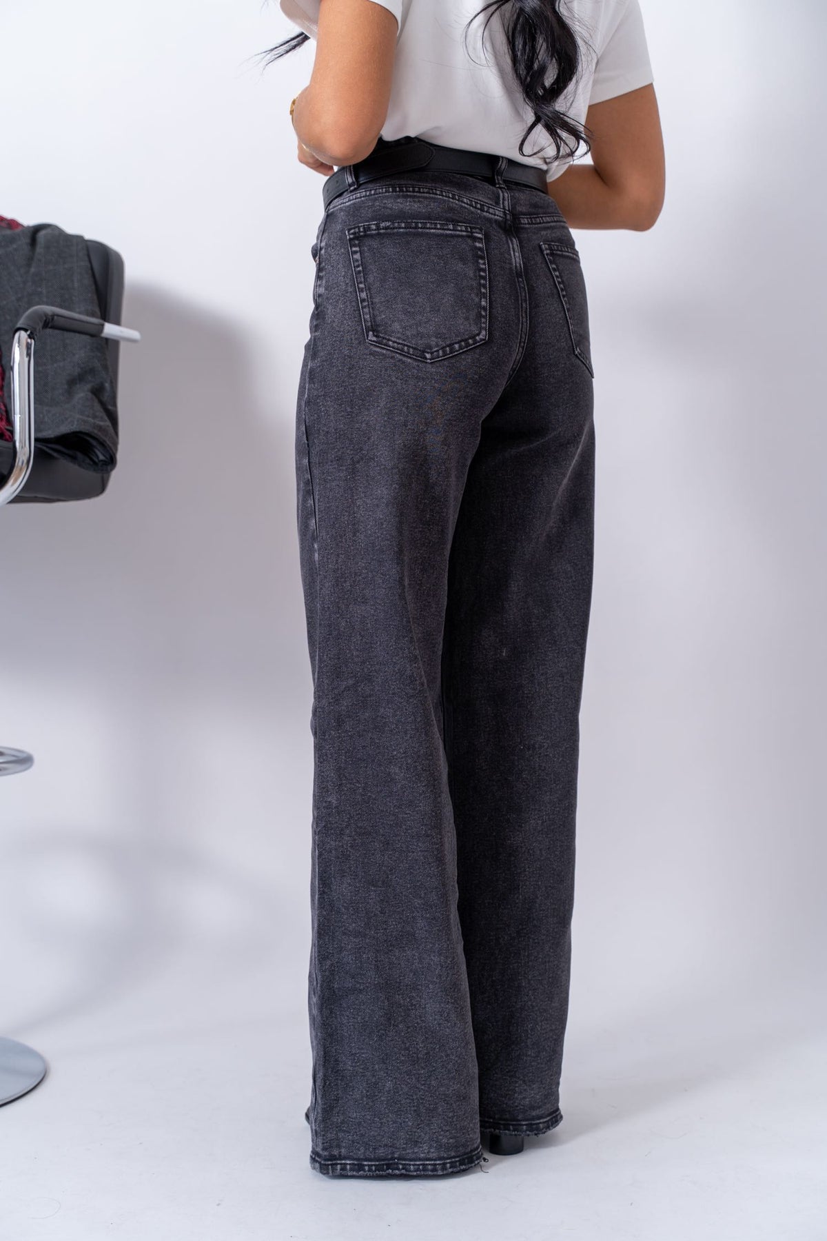 Jeans Wide Leg Dark Grey