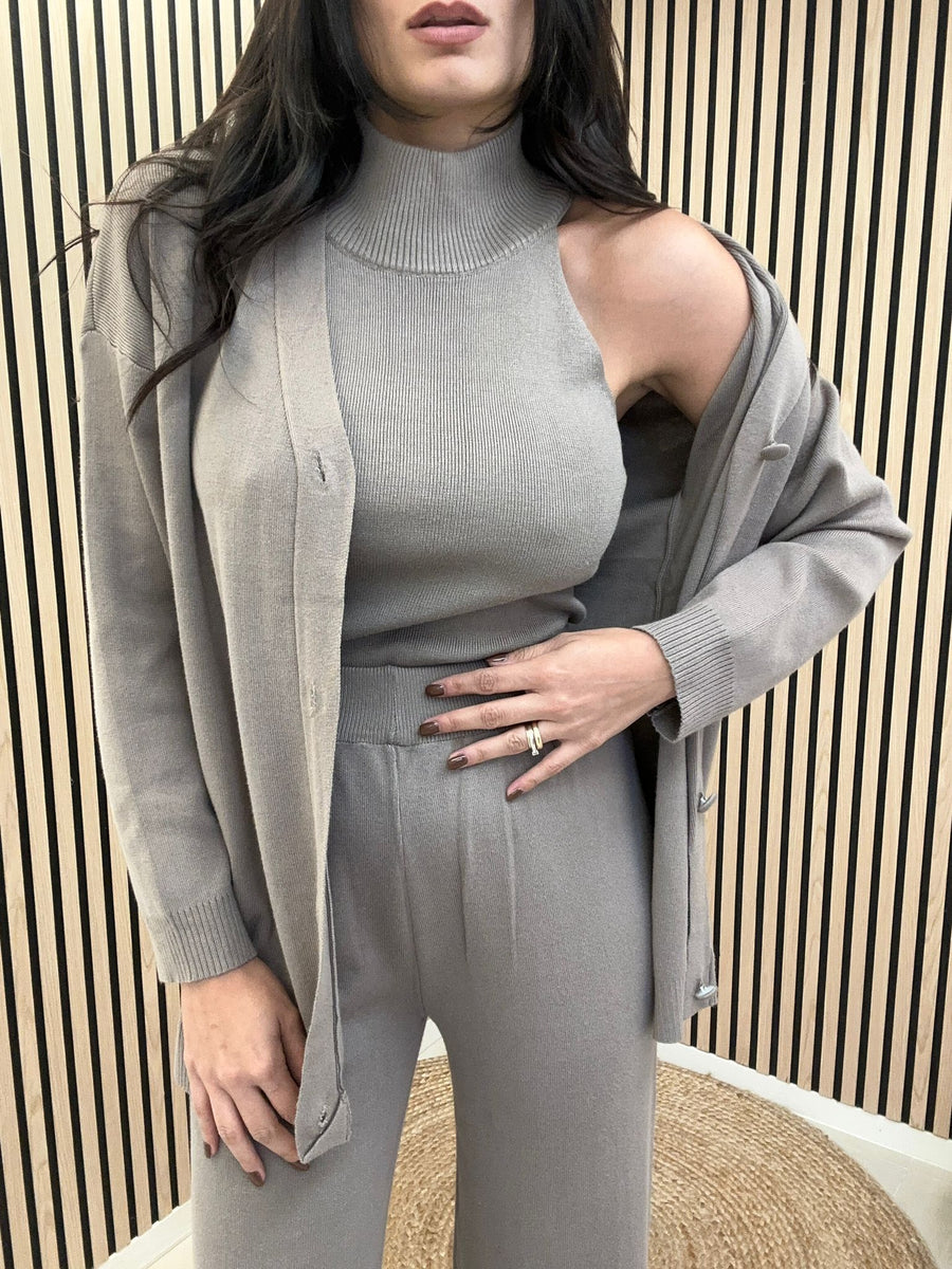 Set Coordinato Cardigan Top E Pantalone