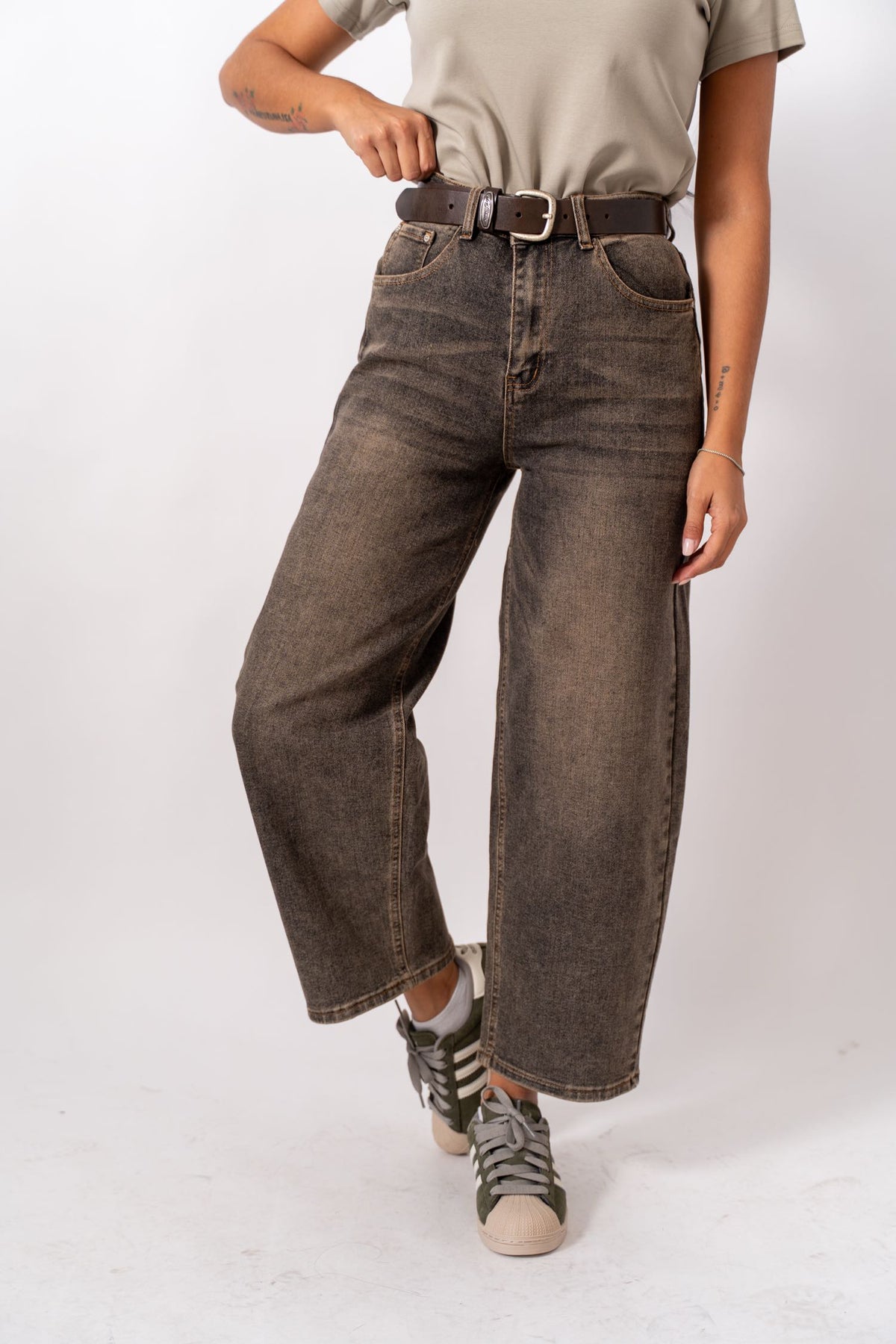 Jeans Wide Pocket Brown