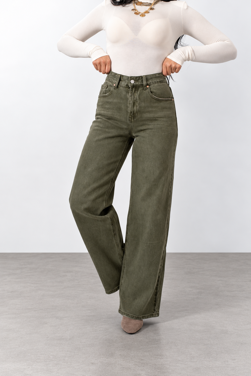 Jeans Wide Leg Green
