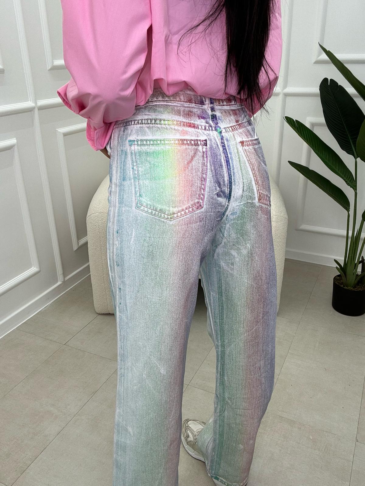 Jeans Multicolore Effetto Metallizzato