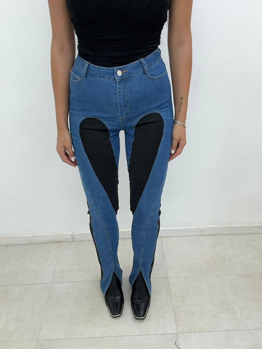 Jeans Vita Alta Con Spacchetti Avanti