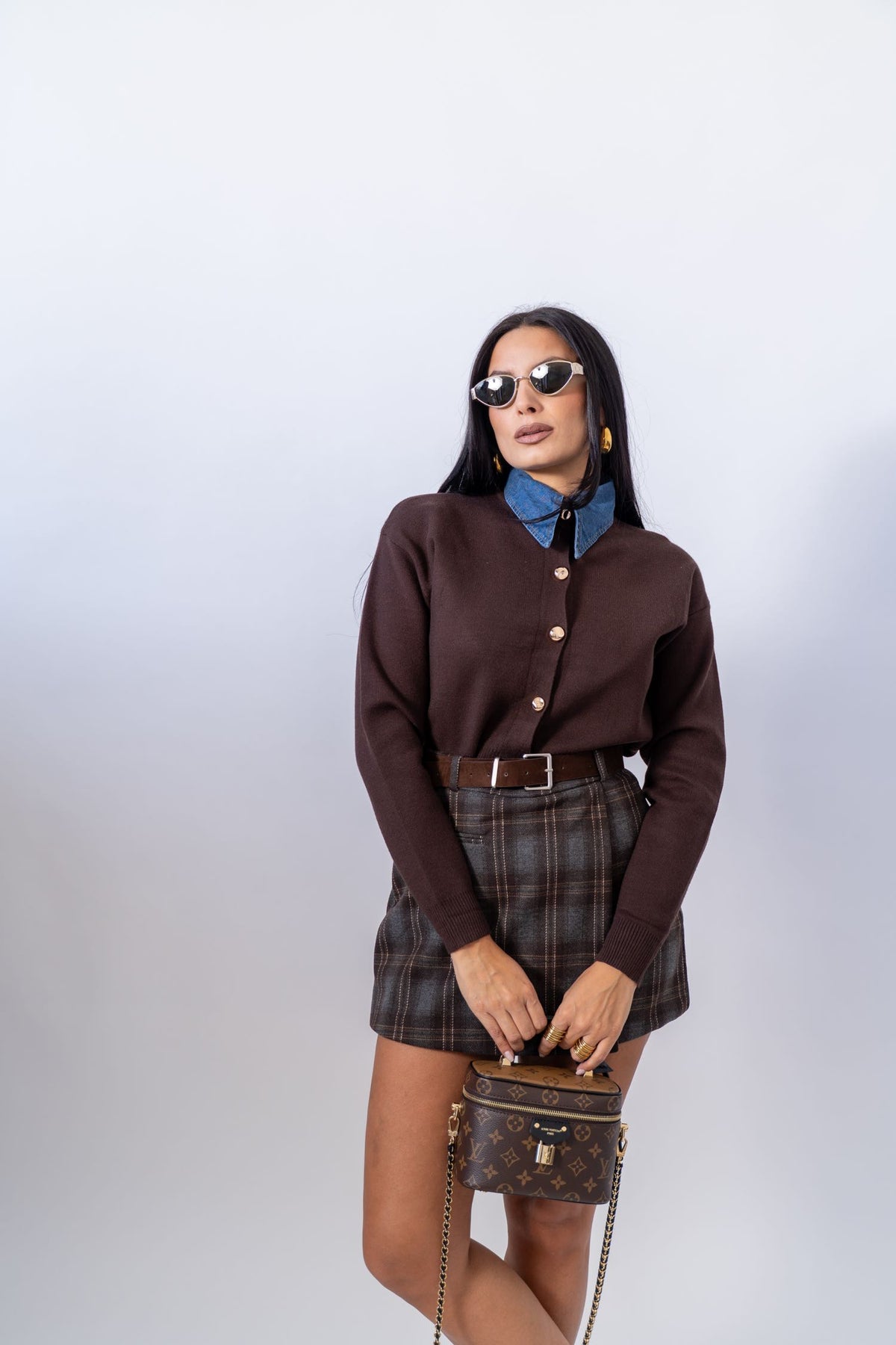 Cardigan Crop Brown