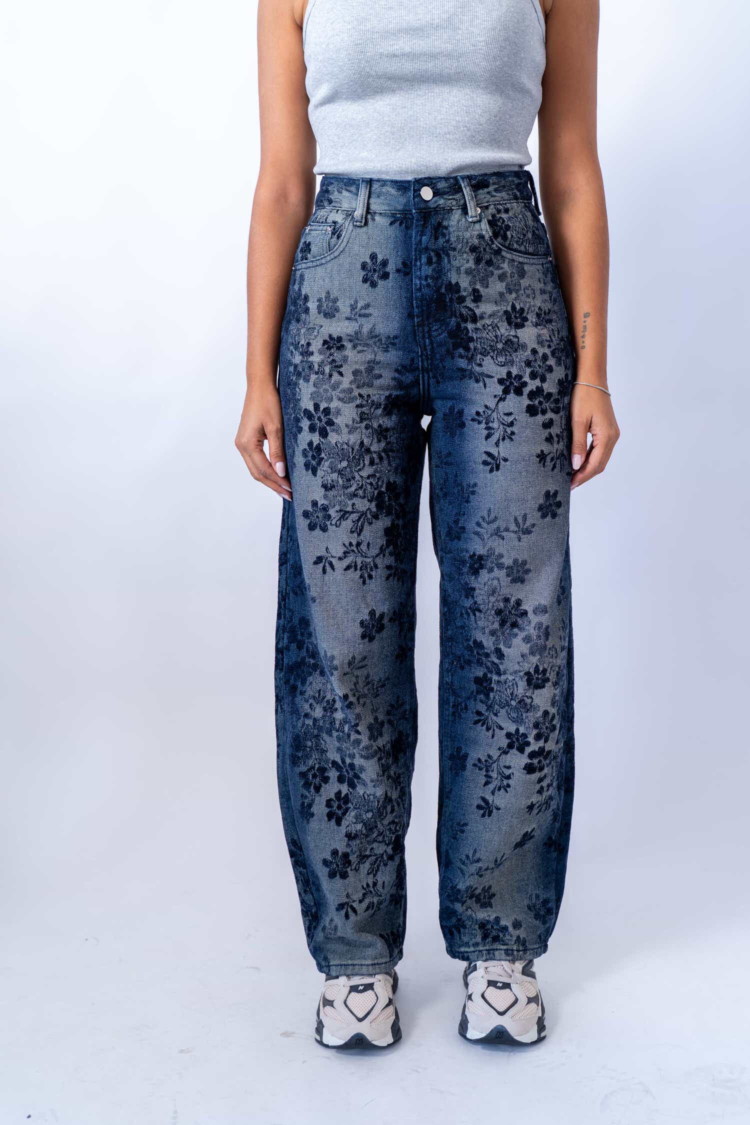 Jeans Wide Leg Flowers