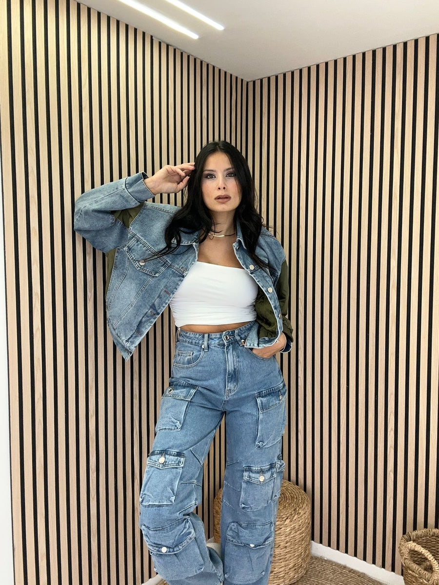 Giubbotto In Denim Bicolore