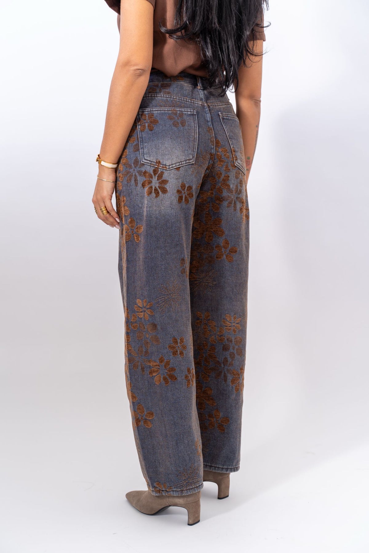 Jeans Wide Leg Floral