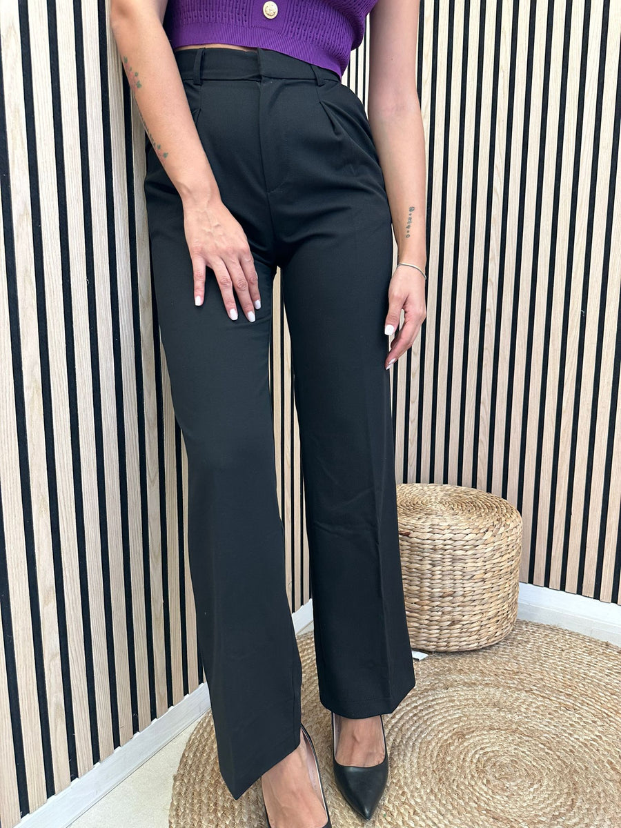 Pantalone Classico Nero Con Pinces