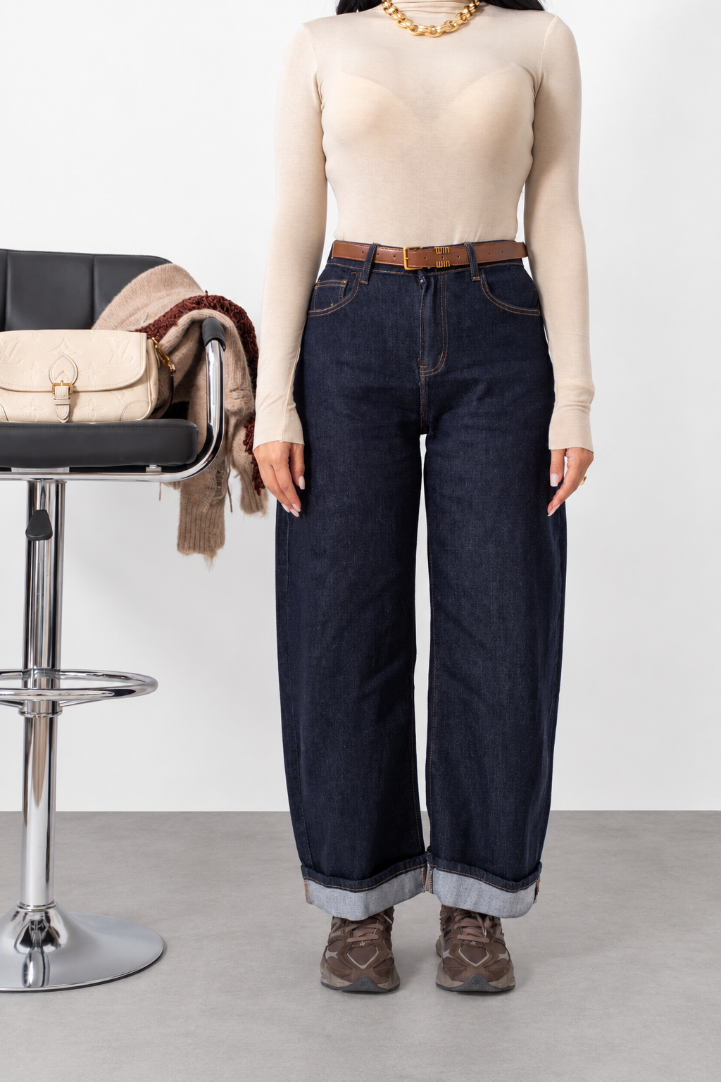 Jeans Wide Leg Dark Denim