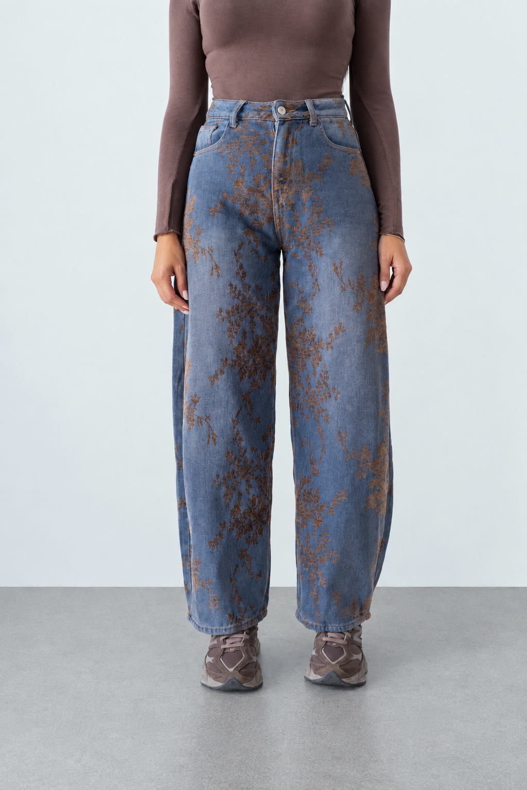 Jeans Balloon Roses Brown