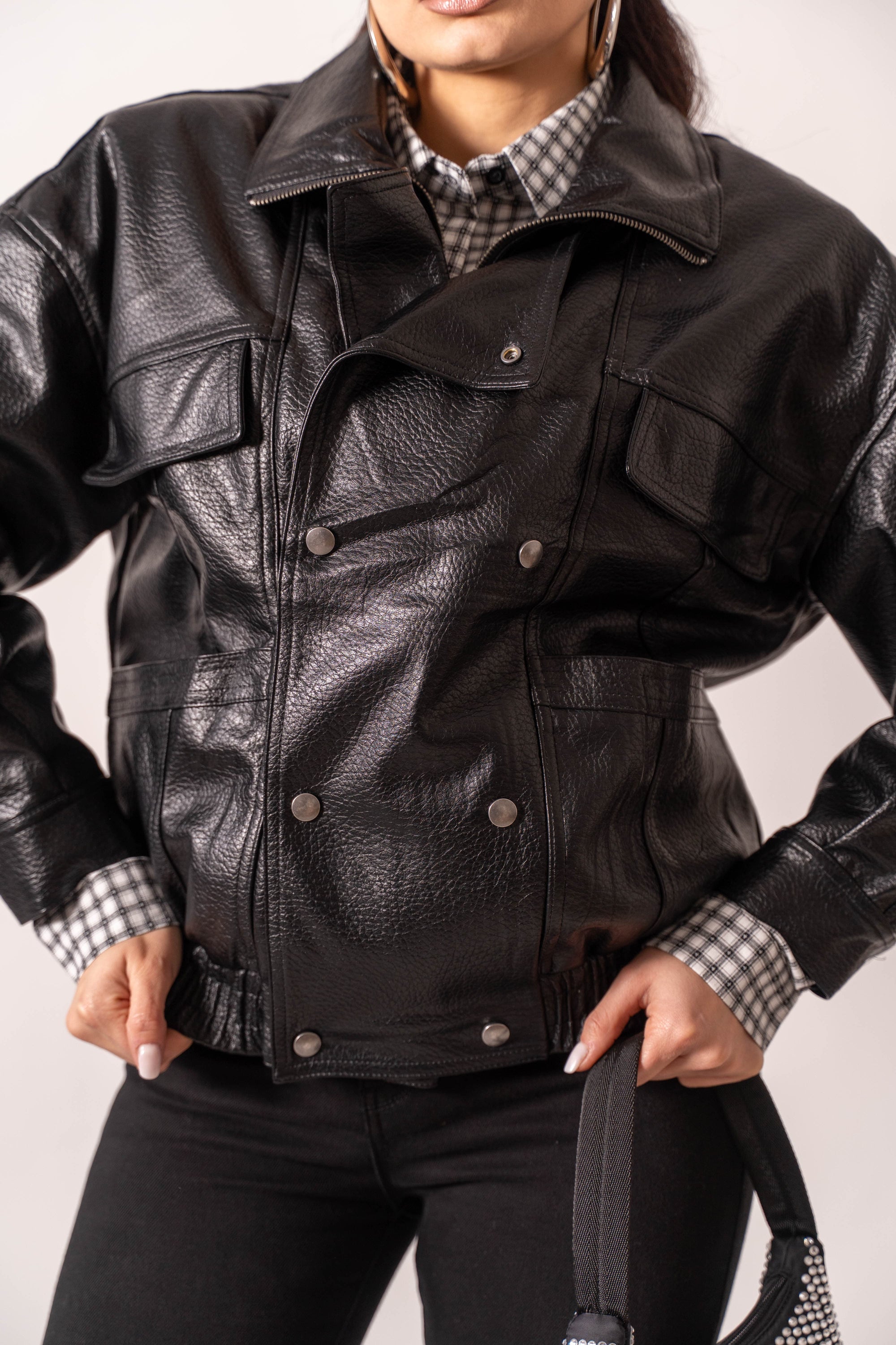 Giubbotto In Ecopelle Black