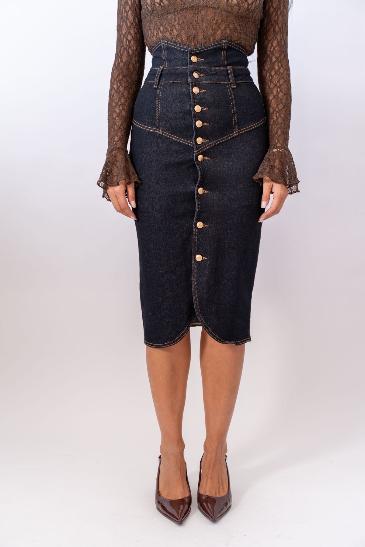 Gonna Longuette Dark Denim
