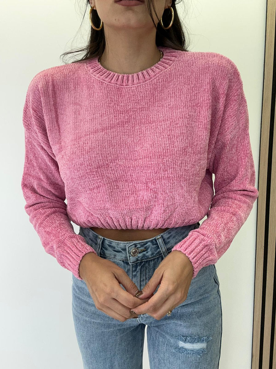 Maglione Crop In Ciniglia