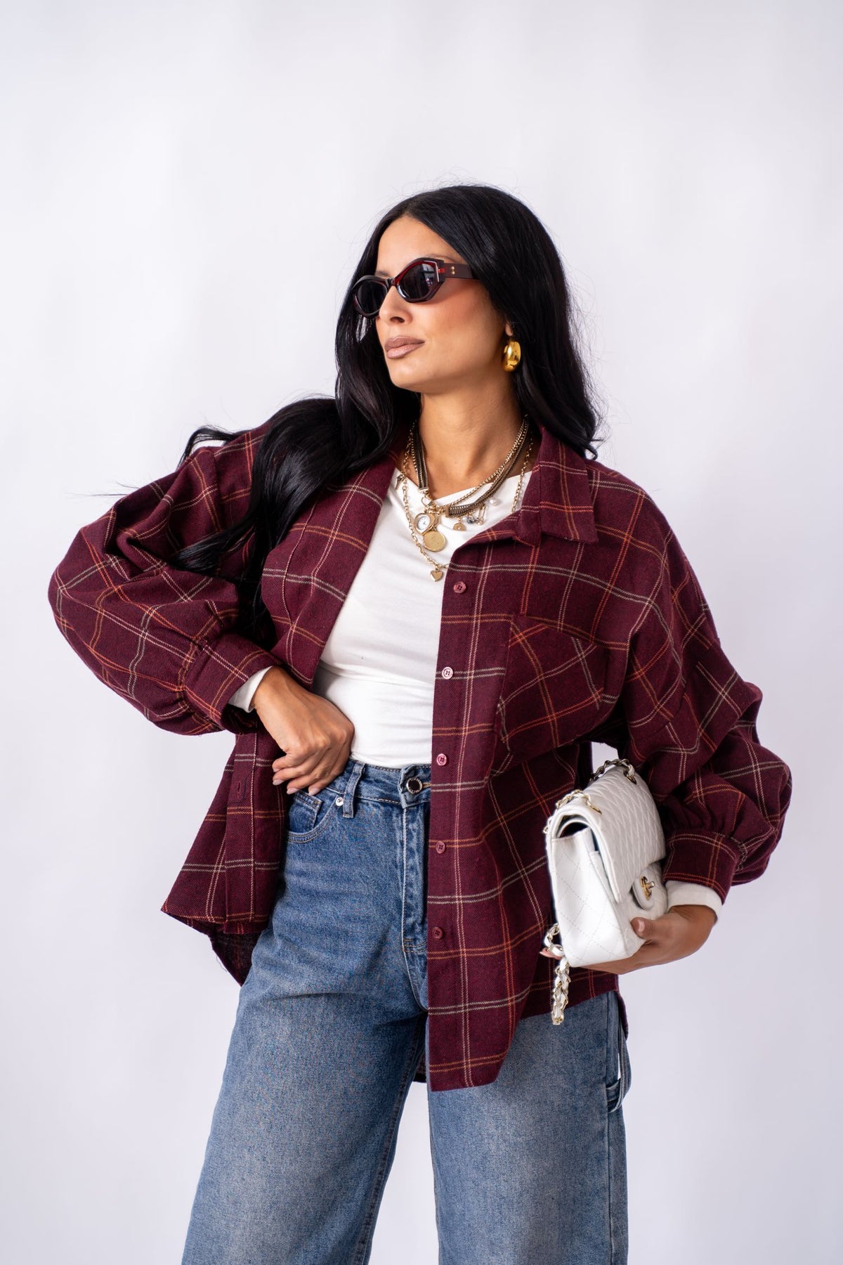 Camicia Over Square Bordeaux