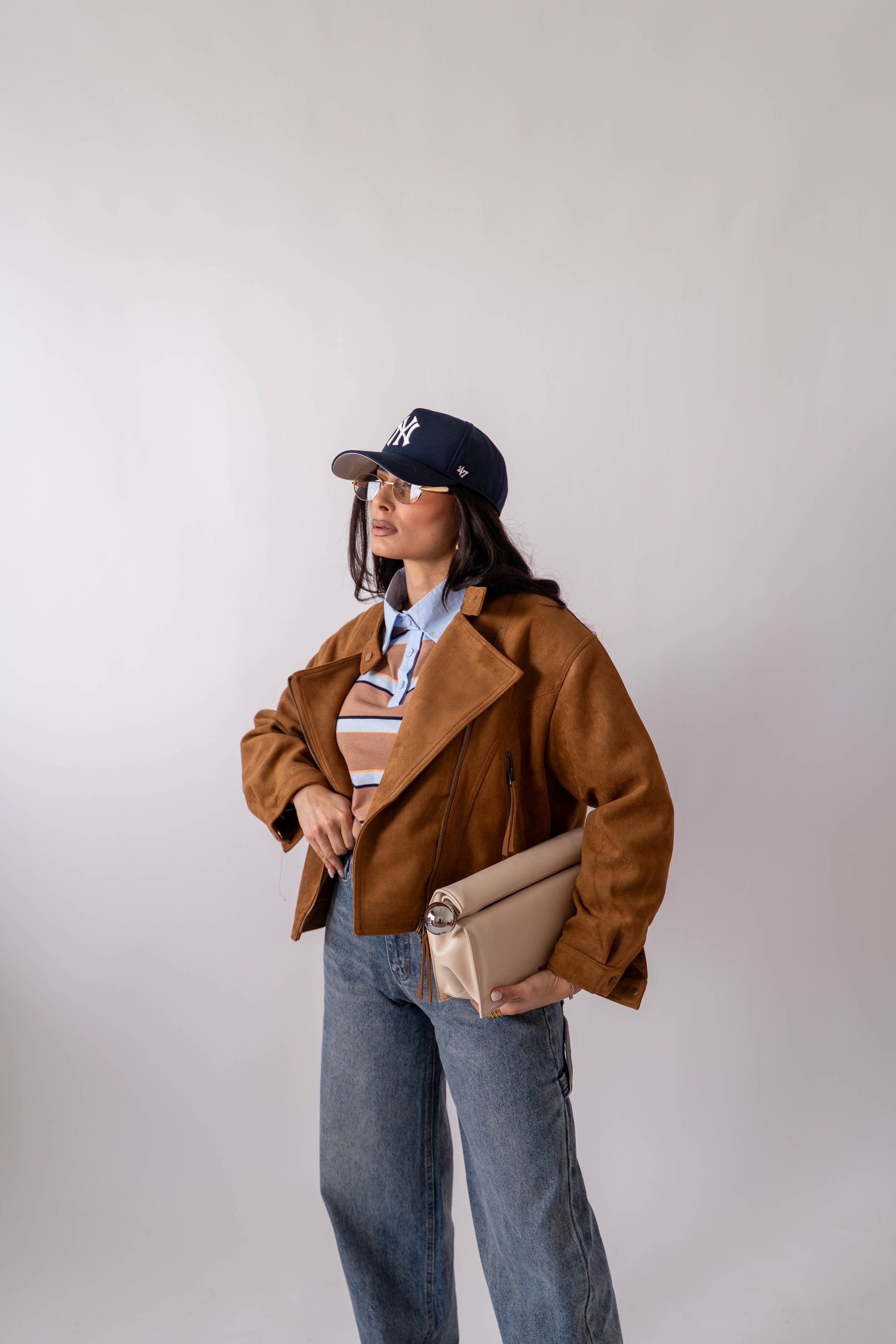 Giubbotto In Ecocamoscio Camel