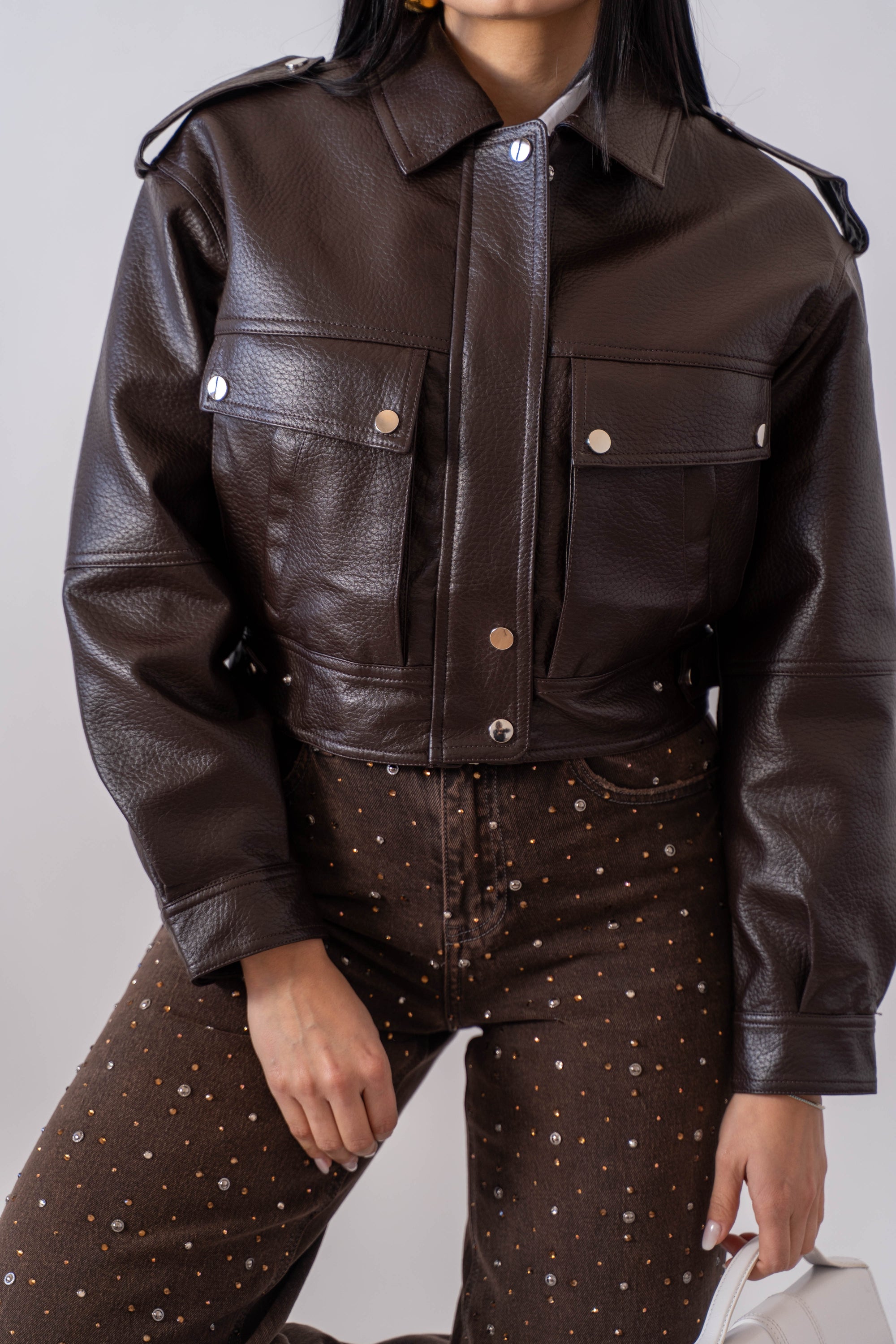 Chiodo In Ecopelle Con Tasconi - Stylish Moda