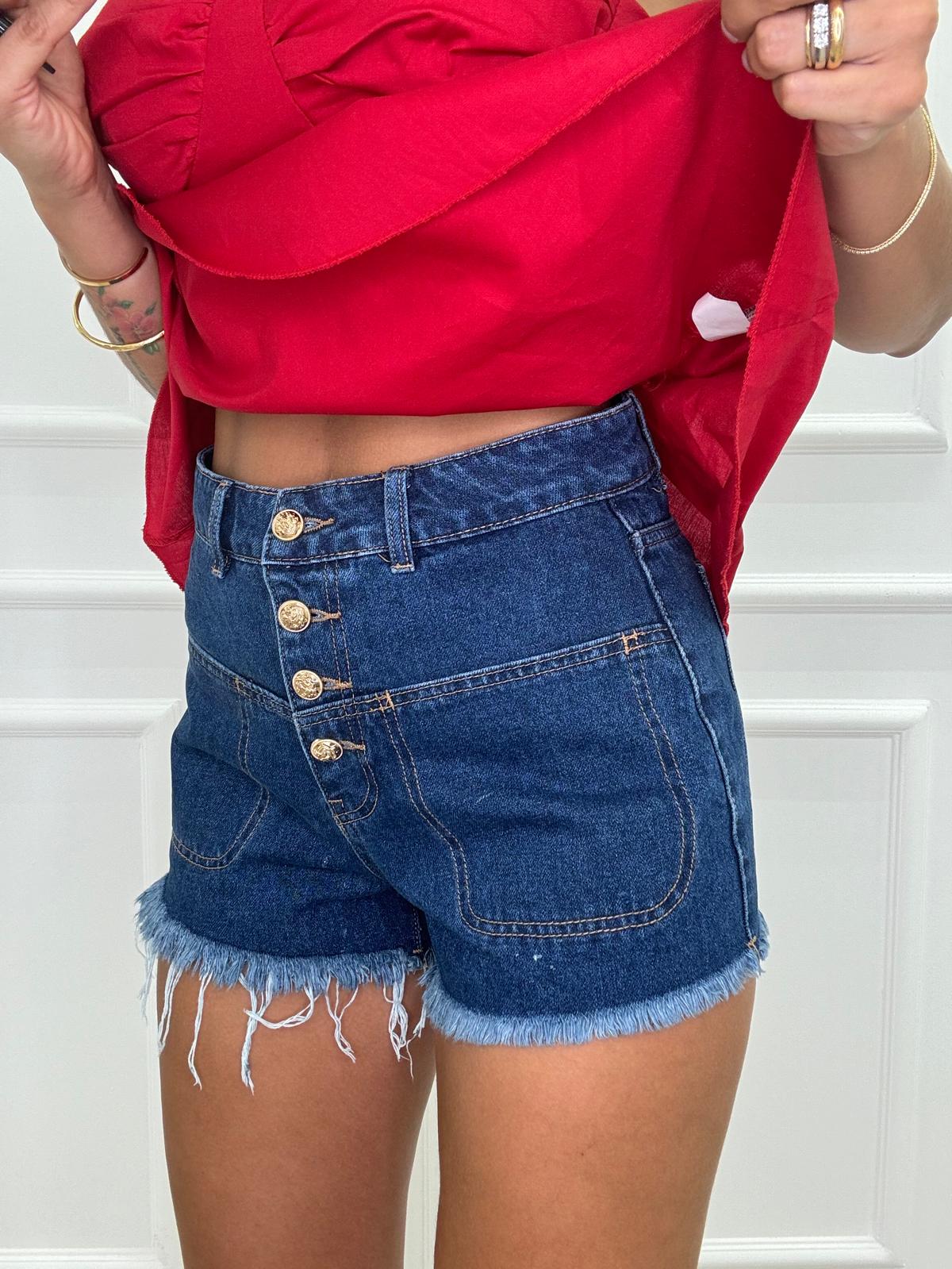 Shorts Con Bottoni Oro