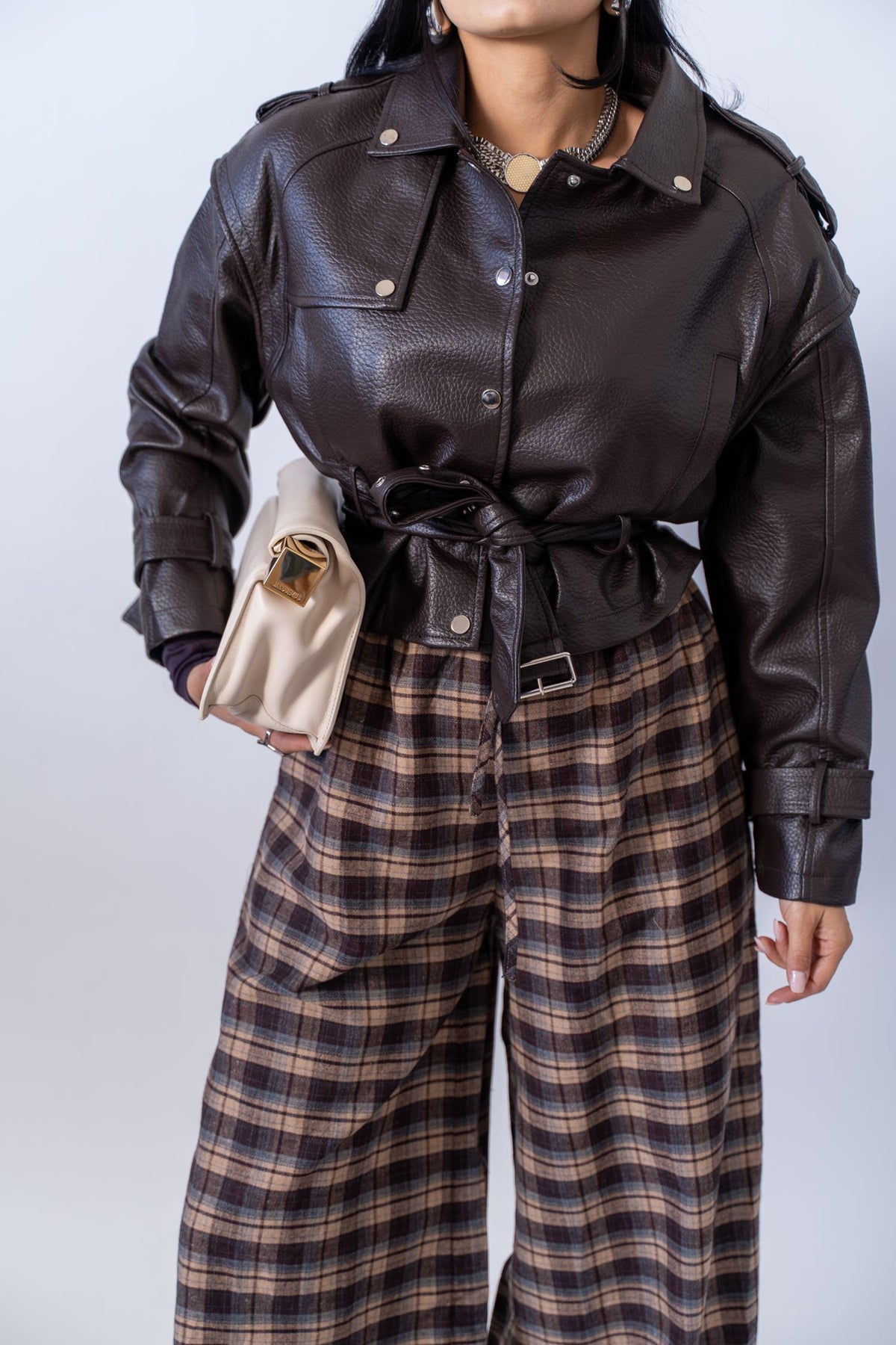 Giubbino Ecopelle Belt Brown