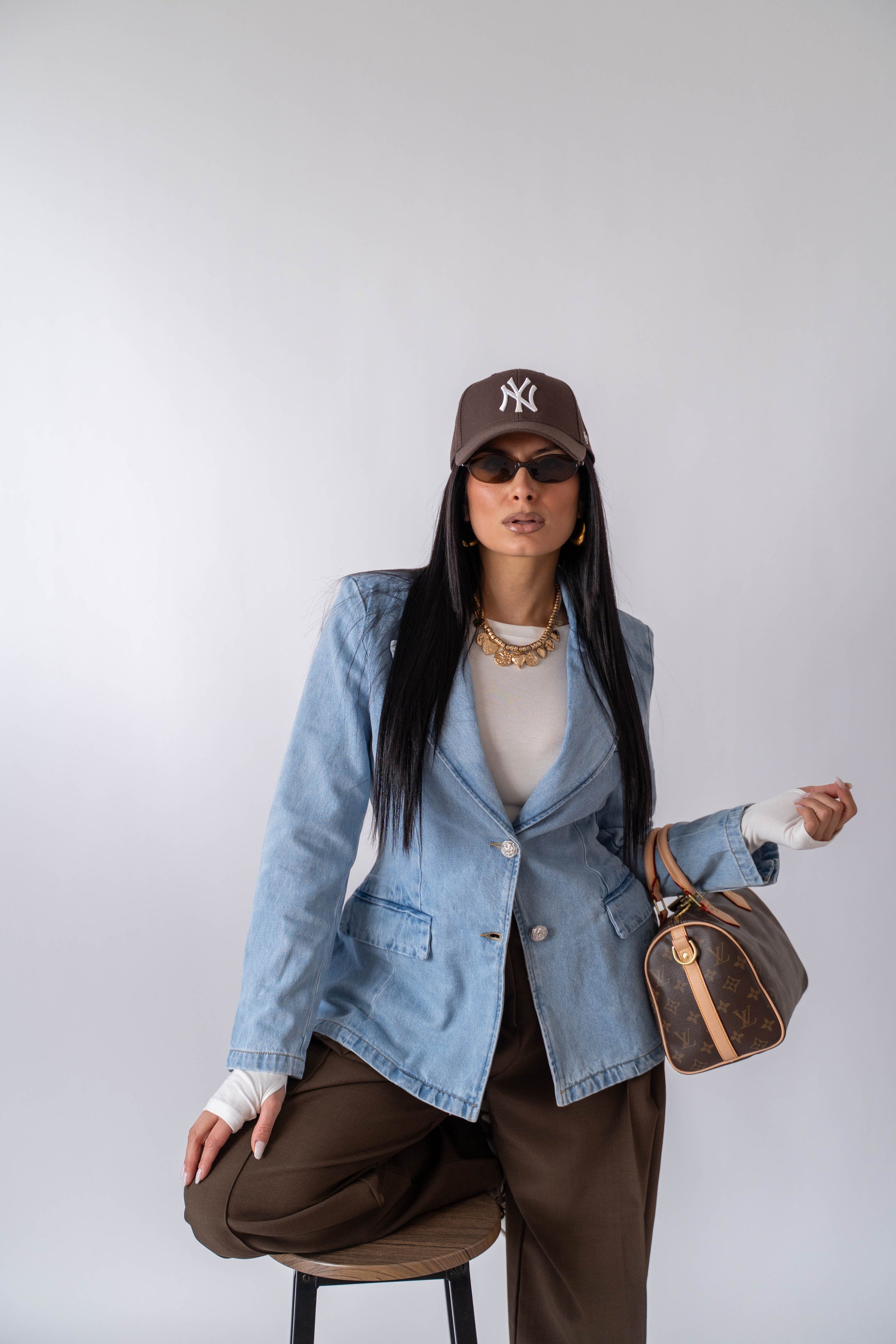 Giacca Avvitata In Denim - Stylish Moda