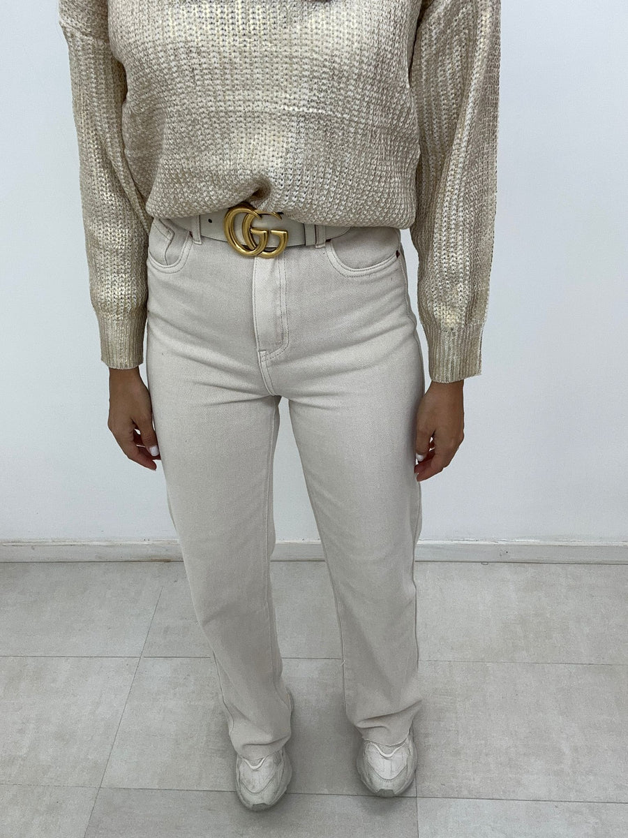 Jeans Wide Leg Con Orlo taglio Vivo
