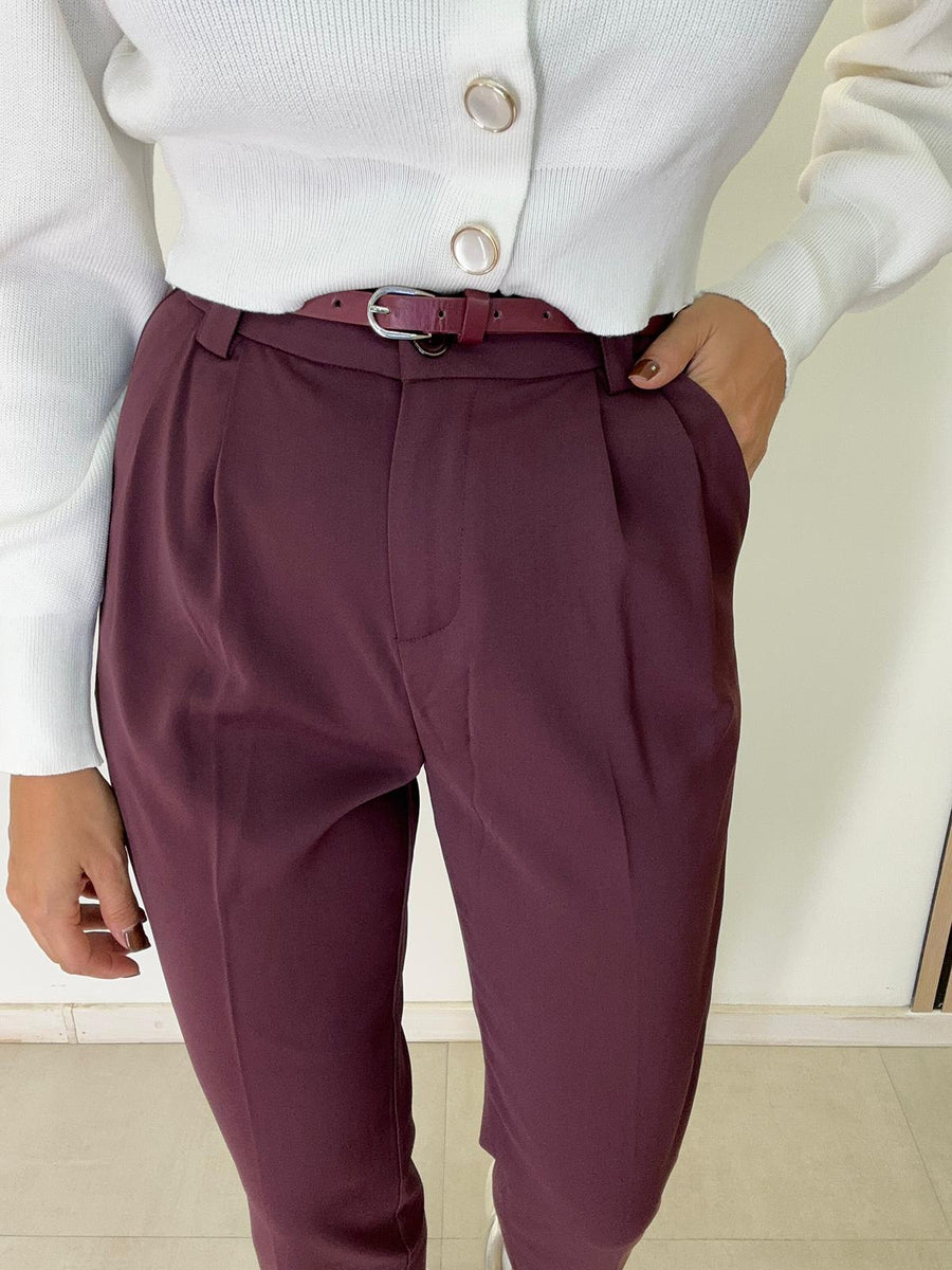 Pantalone Classico Gamba Dritta Con Cintura