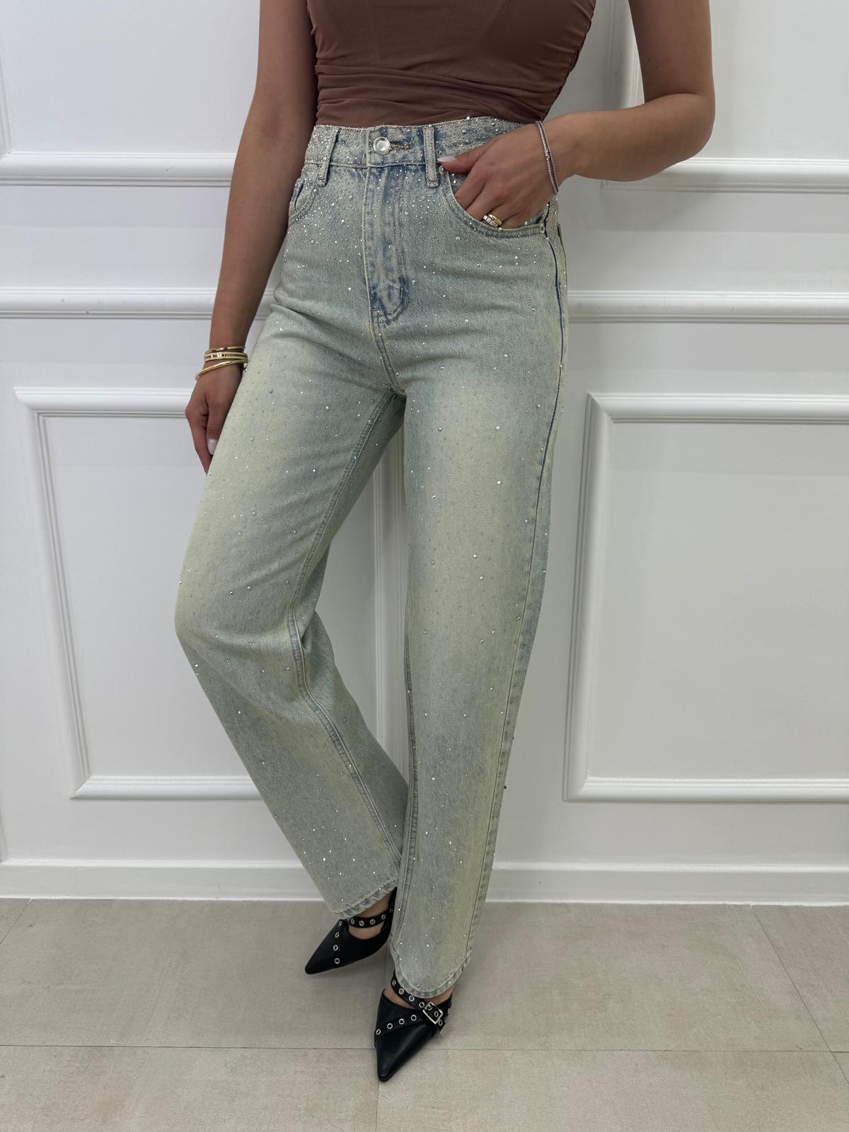 Jeans Vintage Con Strass