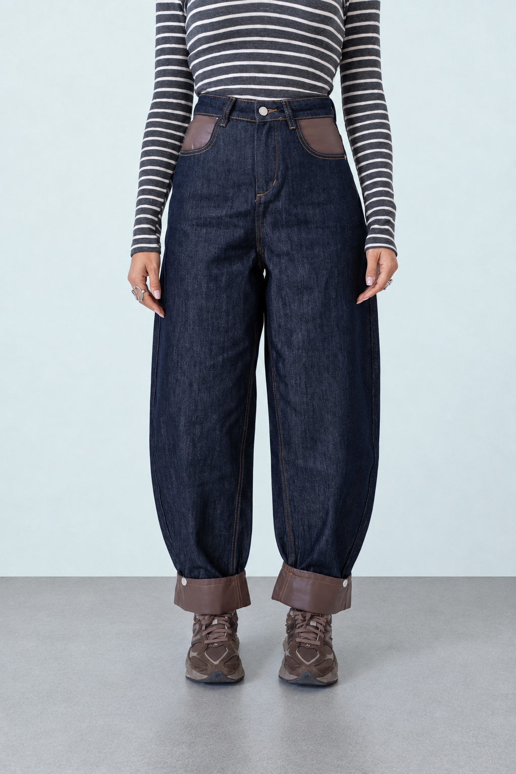 Jeans Con Piegone Eco Brown