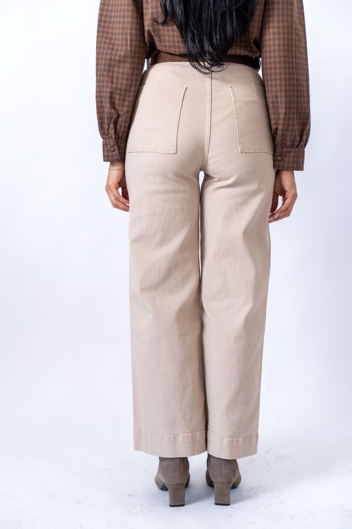 Jeans Gamba Larga Con Cintura