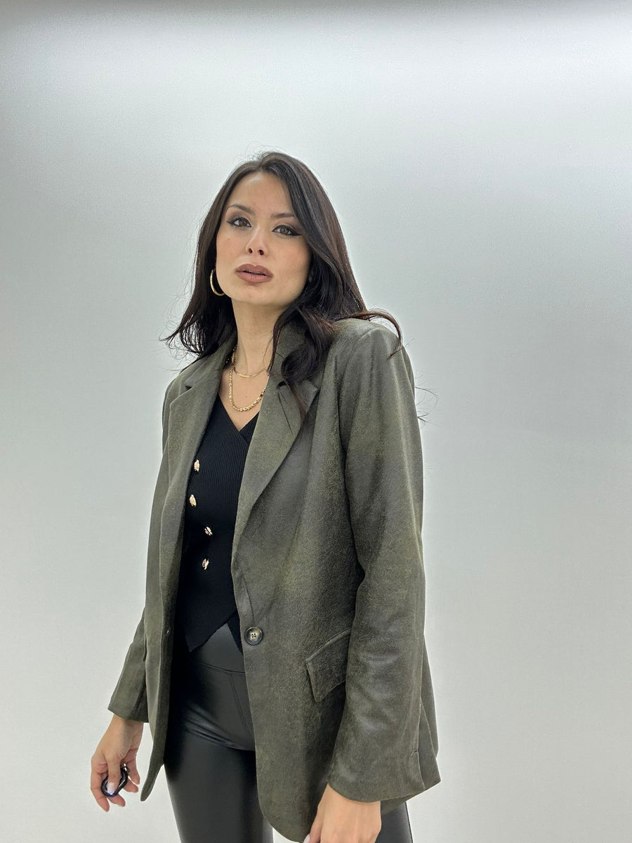 Blazer Effetto Vintage Con Tasche