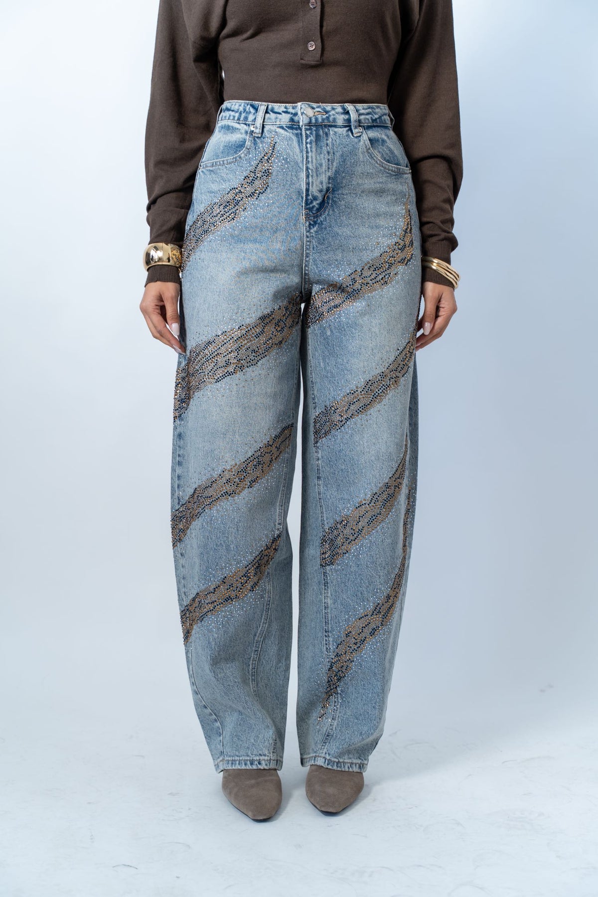 Jeans Wide Leg Glitter Line