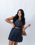 Mini Dress Denim Plissè