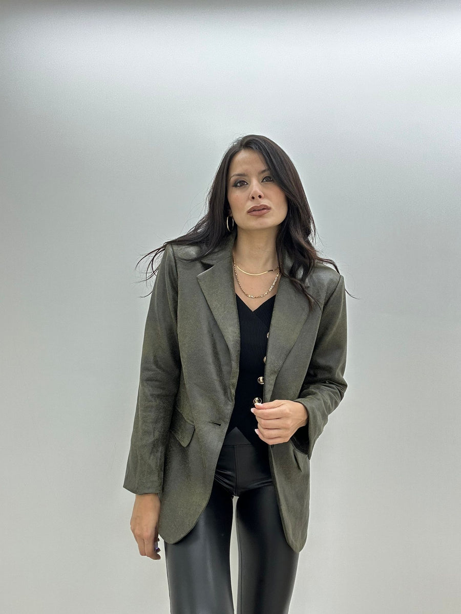 Blazer Effetto Vintage Con Tasche