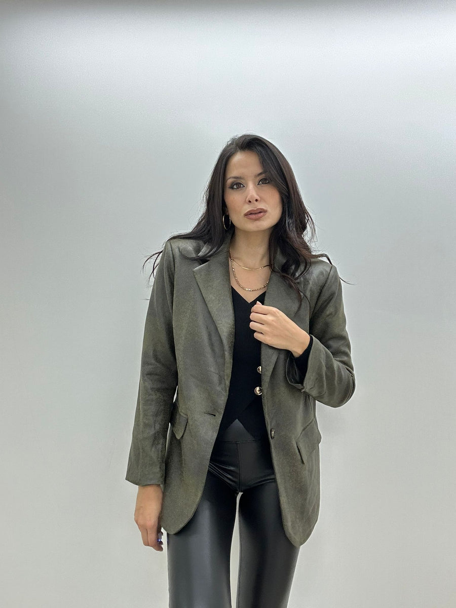 Blazer Effetto Vintage Con Tasche