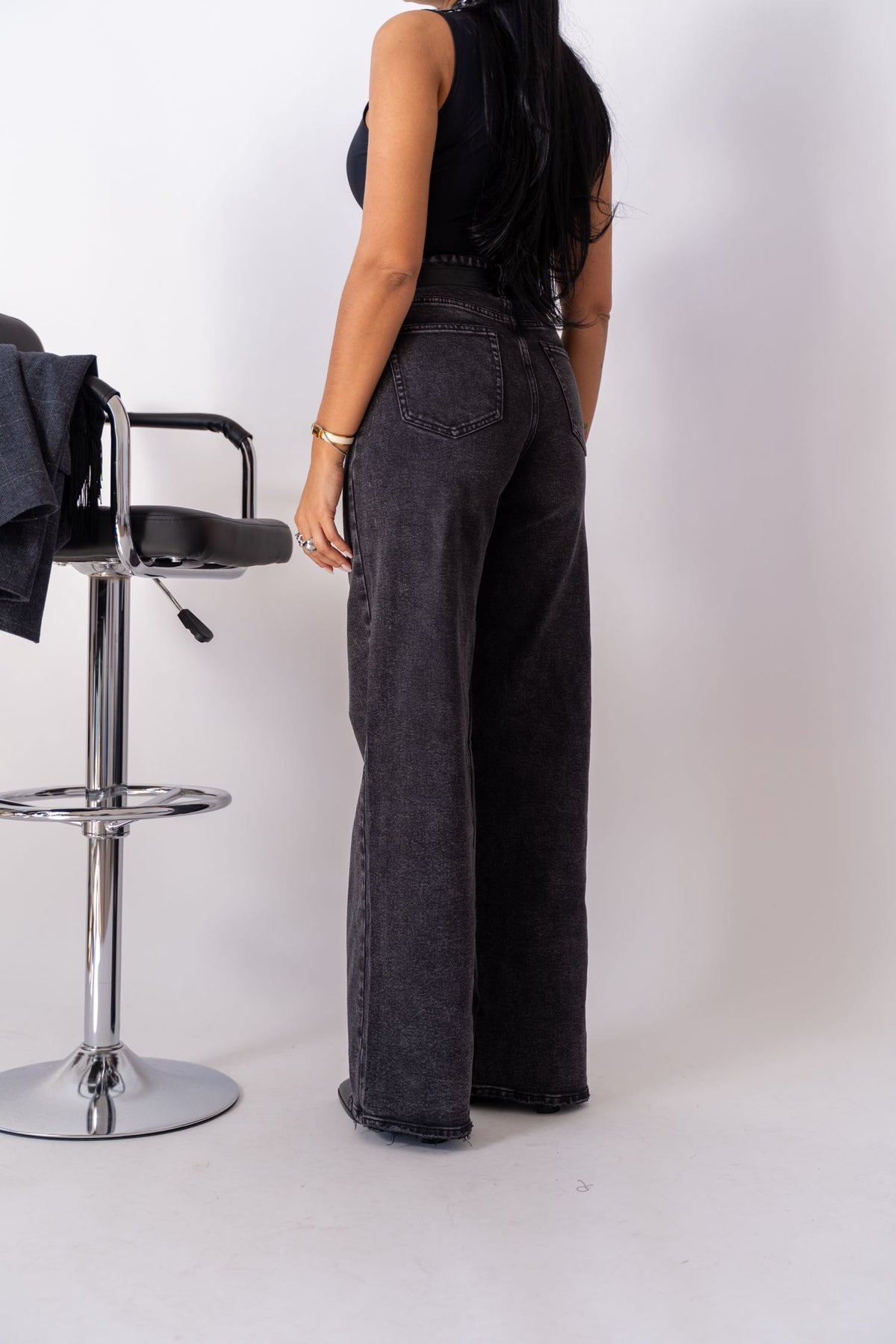 Jeans Wide Leg Dark Grey