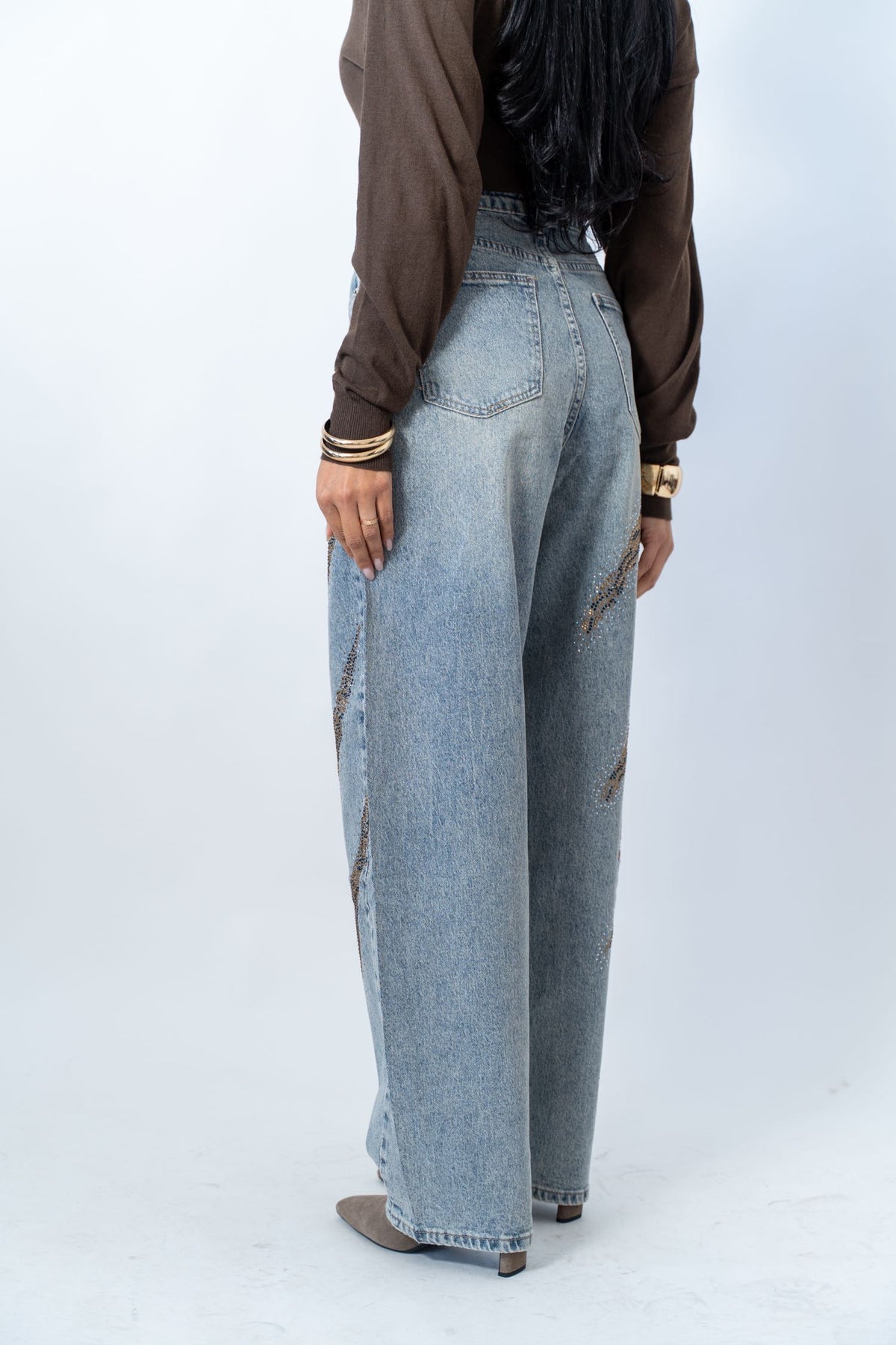 Jeans Wide Leg Glitter Line
