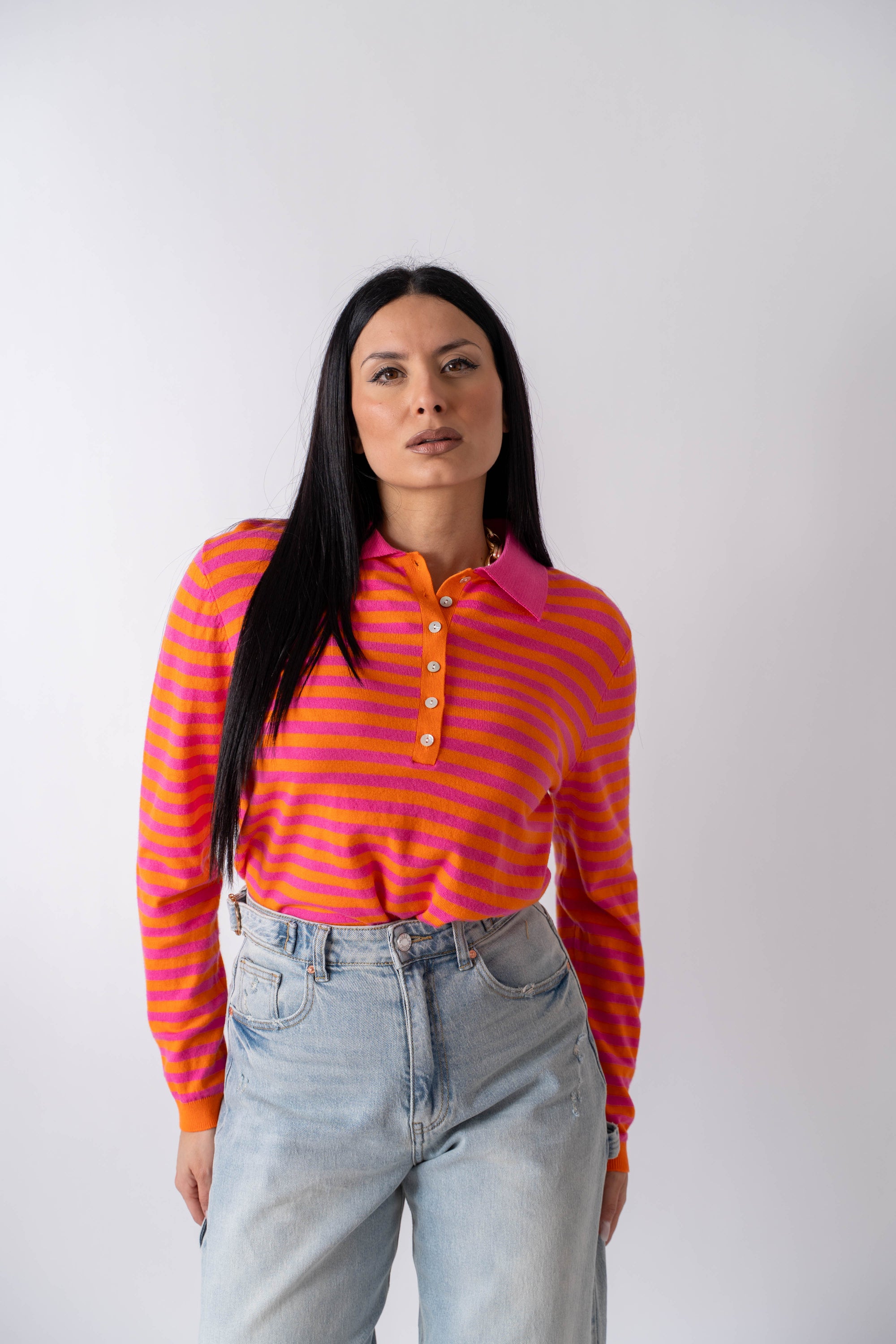 Maglioncino Orange Et Fuchsia - Stylish Moda