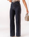 Jeans Gamba Dritta Con Strass