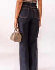 Jeans Gamba Dritta Con Strass