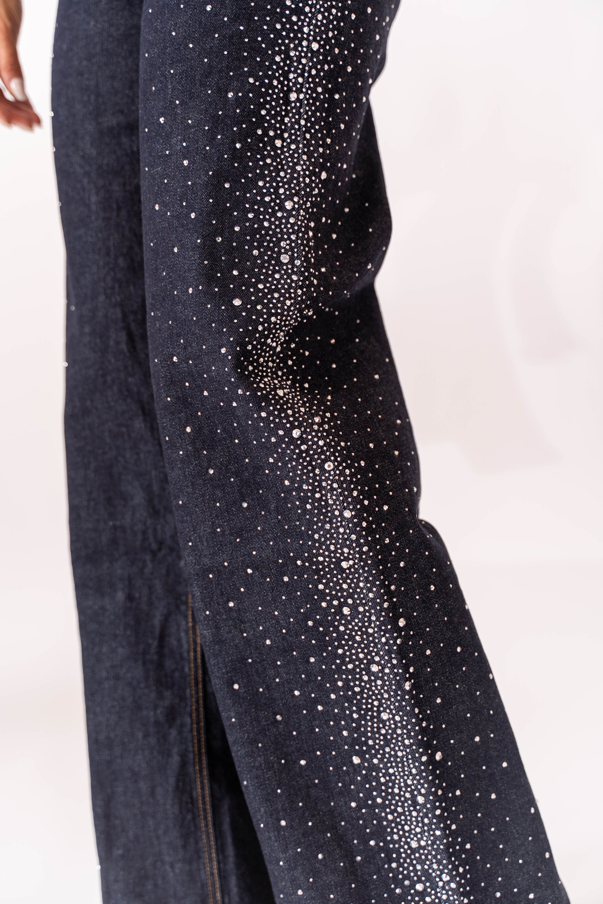 Jeans Gamba Dritta Con Strass