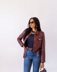 Chiodo In Ecopelle Bordeaux