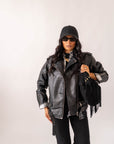 Chiodo In Ecopelle Over Black
