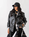 Chiodo In Ecopelle Over Black