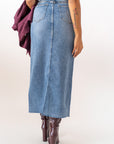 Gonna Longuette In Denim Con Spacco
