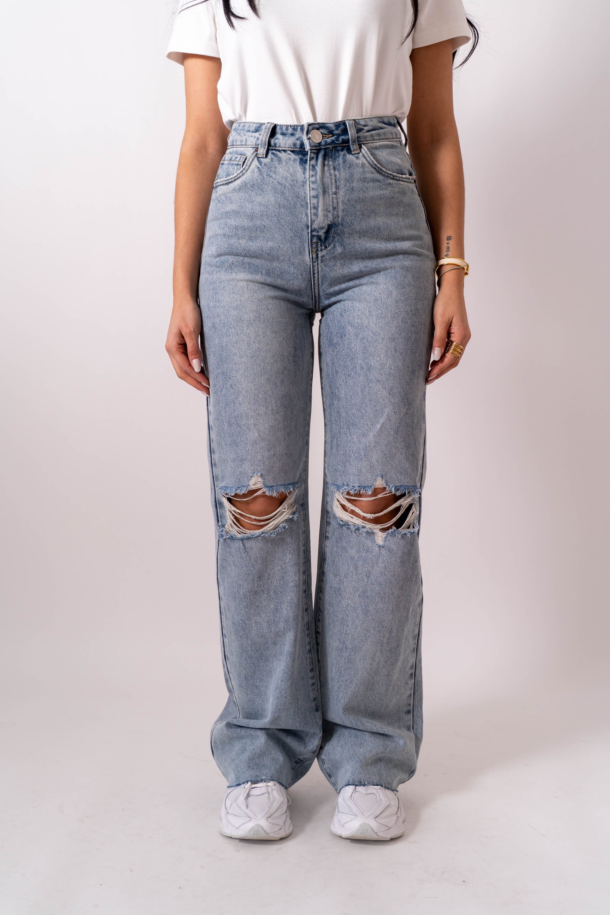Jeans Wide Leg Con Rotture - Stylish Moda